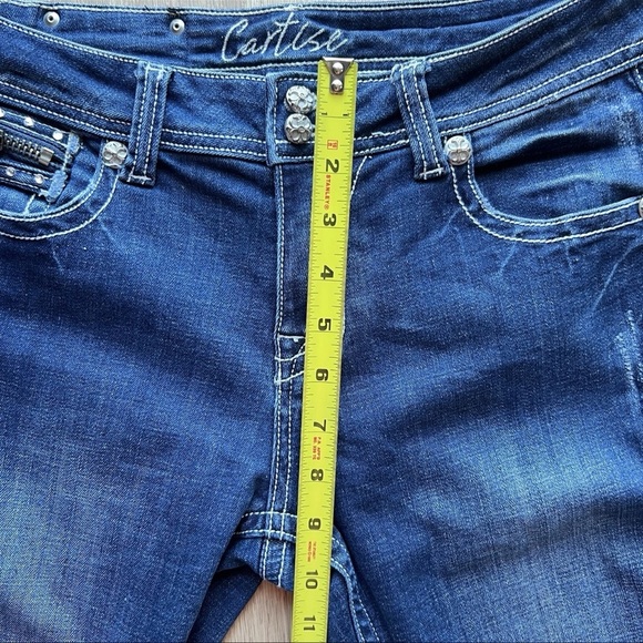 Cartise Embellished Low Rise Jeans Blue Zipp Pockets Women's Size 4 - Picture 13 of 16
